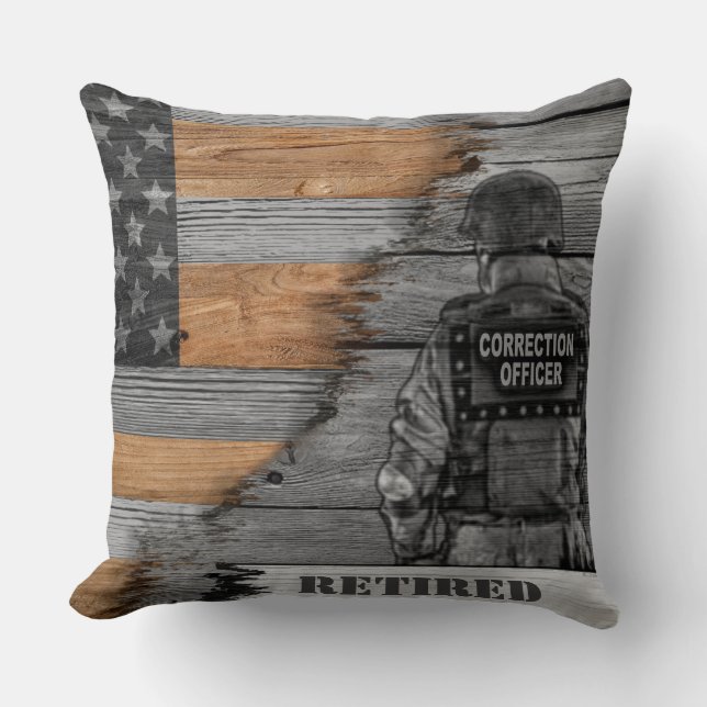 RETIRED Corrections Officer Large Throw Pillow (Front)