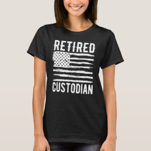 Retired Custodian Profession American Flag T-Shirt