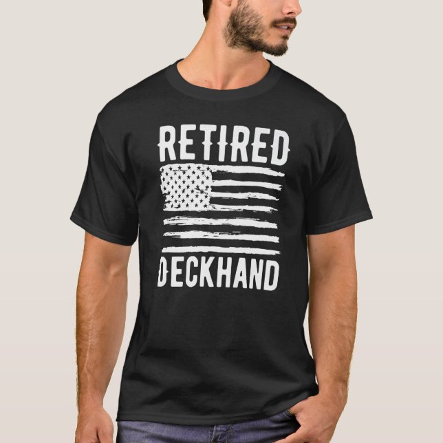 Retired Deckhand Profession American Flag Premium T-Shirt (Front)