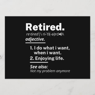 retired. definition funny retirement menu