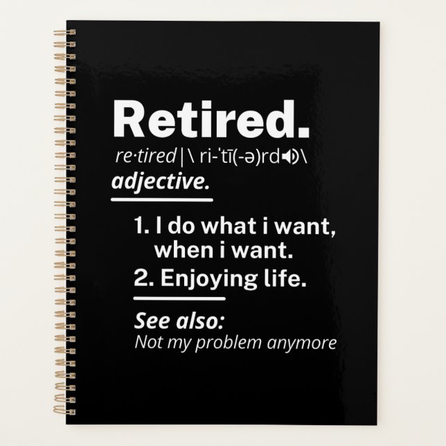 retired. definition funny retirement planner (Front)