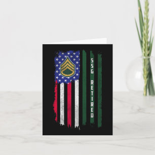 Retired E-6 Staff Sergeant Ssg Rank American Flag  Card