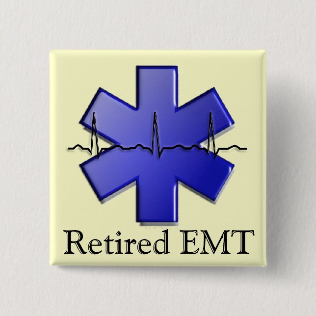 Retired EMT Gifts 15 Cm Square Badge (Front)