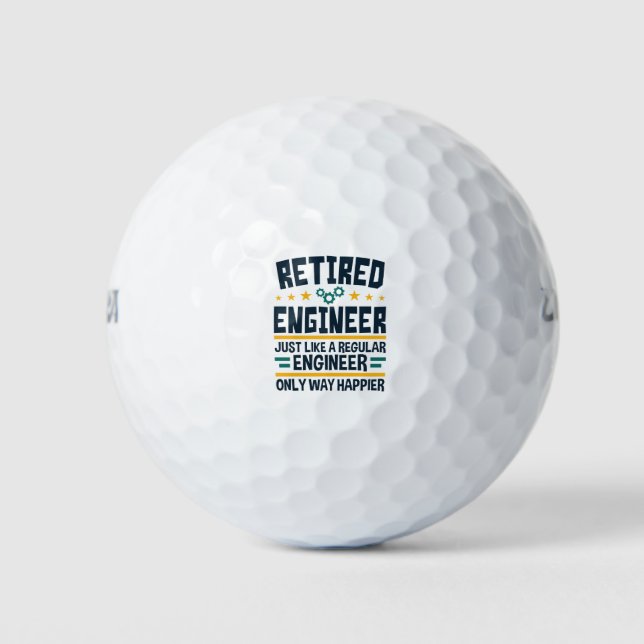 Retired Engineer Engineering Retirement Happier Golf Balls (Front)