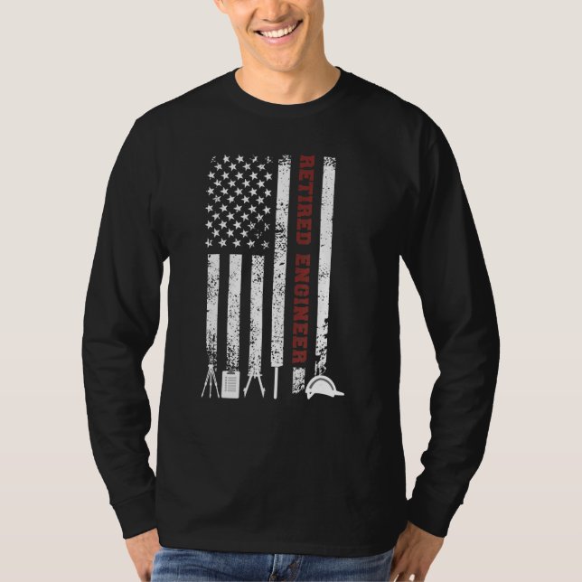 Retired Engineer Us Flag Engineer Retirement 1 T-Shirt (Front)