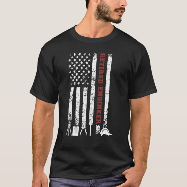 Retired Engineer Us Flag Engineer Retirement 1 T-Shirt (Front)