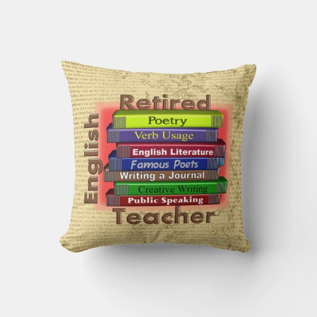 Retired English Teacher Decorative Pillow (Front)