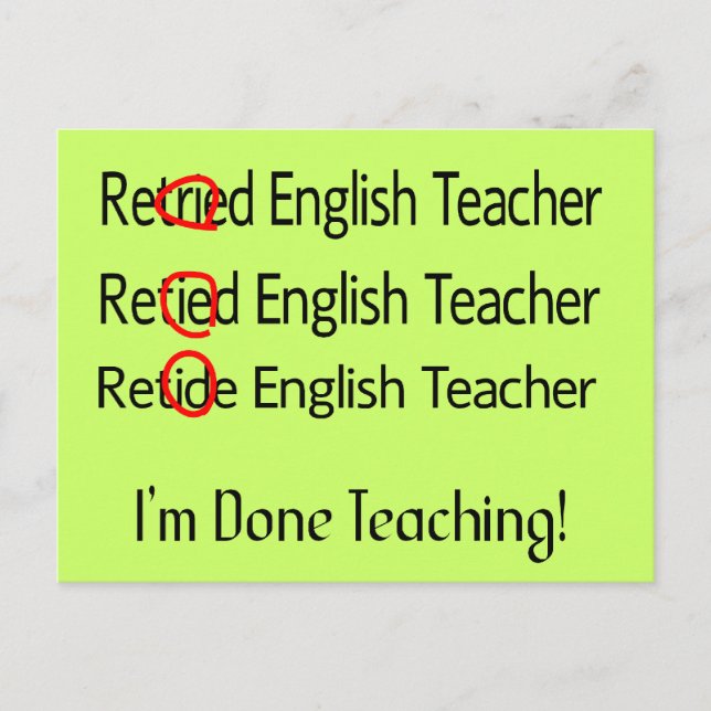 Retired English Teacher Gifts Postcard (Front)