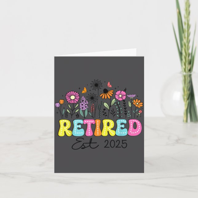 Retired Est 2025 Boho Floral Retirement Retire Tea Card (Front)