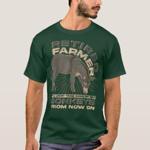 Retired Farmer Farm Animal Retirement Funny Donkey T-Shirt