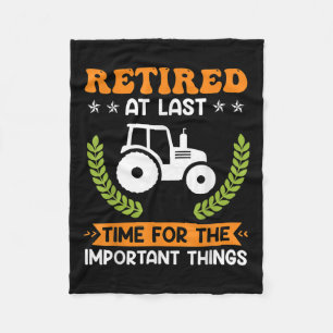Retired Farmer Farm Pensioner Tractor Retirement Fleece Blanket