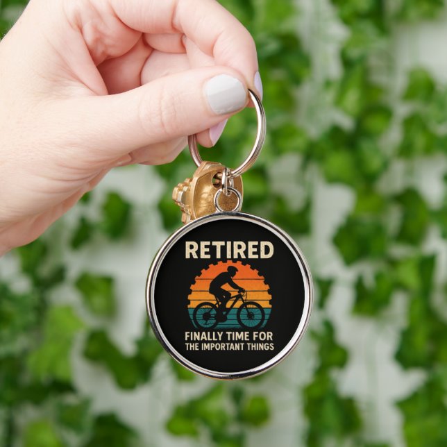 Retired Finally Time For The Important Things  Key Ring (Hand)