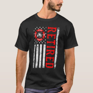 Retired Firefighter American Flag Funny Retirement T-Shirt