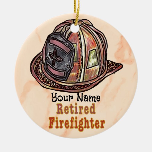 Retired Firefighter Ceramic Ornament (Front)