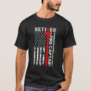 Retired Firefighter Fire Captain Retiret Uas Flag T-Shirt