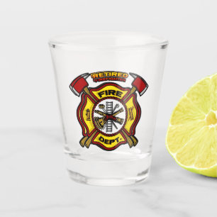 RETIRED FIREFIGHTER SHOT GLASS