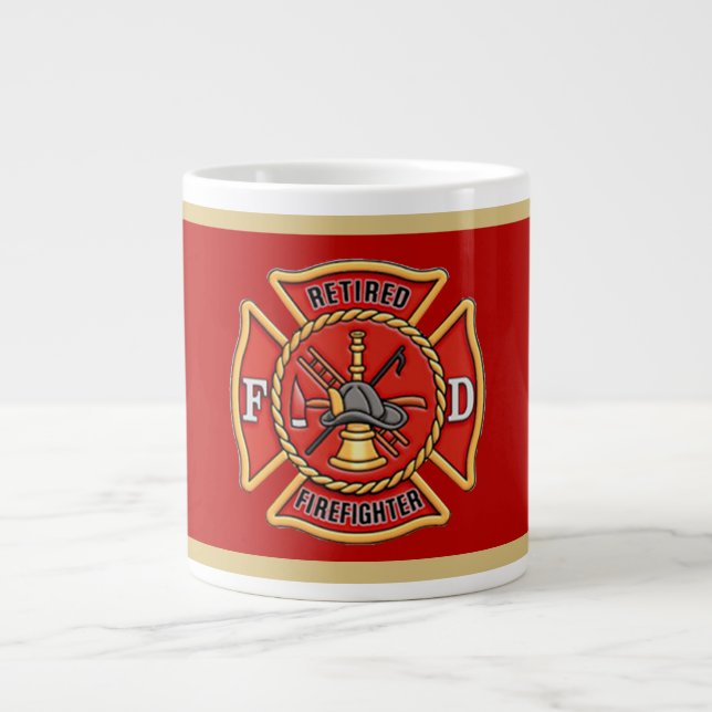 Retired Firefighter's Cross Large Coffee Mug (Front)