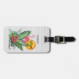 Retired Flamingo Watercolor Photo Luggage Tag