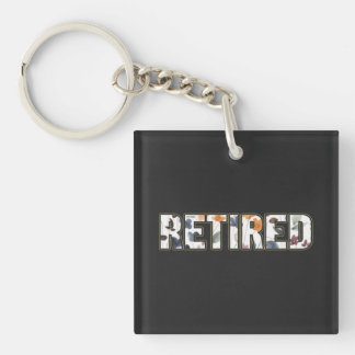 Retired Floral Lettering Elegant Retirement Key Ring