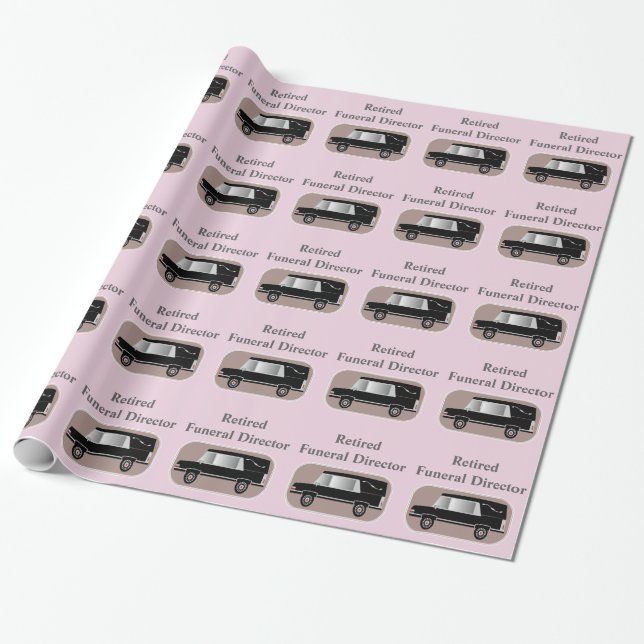 Retired Funeral Director Gift Wrapping Paper pink (Unrolled)