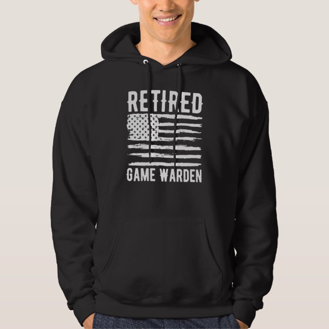 Retired Game Warden Profession American Flag Hoodie (Front)
