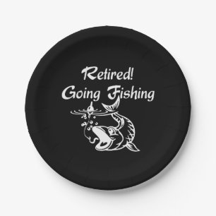 Retired Going Fishing Paper Plate