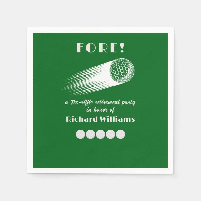 Retired Golf Fore Tee-Riffic Retirement party Napkin (Front)