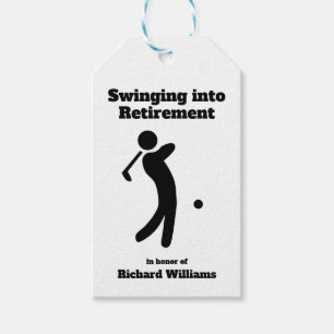 Retired Golf Player Swinging into Retirement moder Gift Tags
