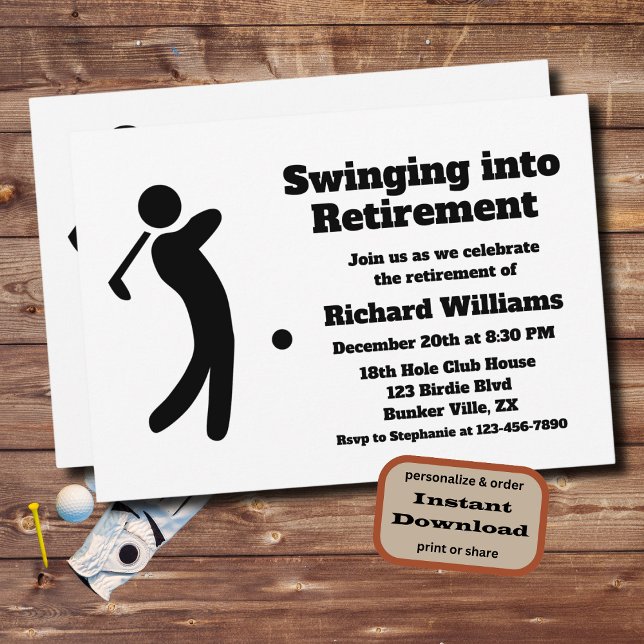 Retired Golf Player Swinging into Retirement moder Invitation (Creator Uploaded)