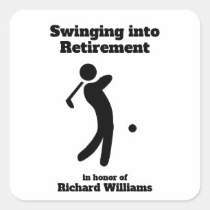 Retired Golf Player Swinging into Retirement moder Square Sticker