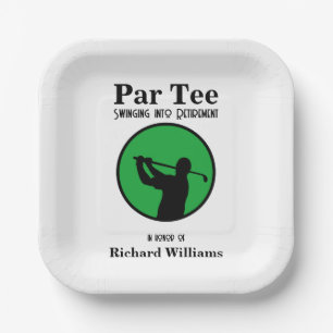 Retired Golf Player Swinging into Retirement Paper Plate