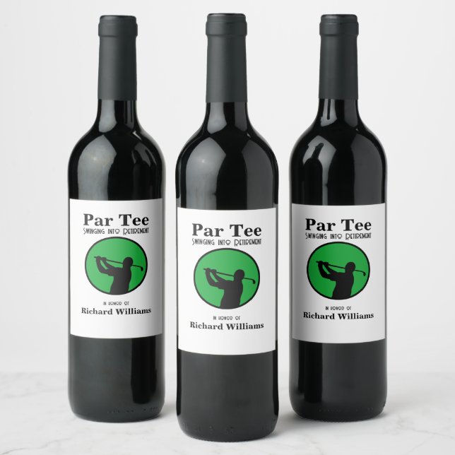 Retired Golf Player Swinging into Retirement  Wine Label (Bottles)