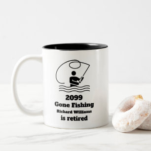 Retired Gone Fishing Fisherman Retirement Gift Two-Tone Coffee Mug