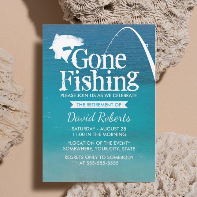 Retired Gone Fishing Retirement Party Invitation (Creator Uploaded)