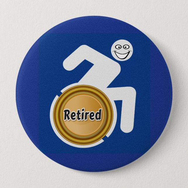Retired Handicapped 10 Cm Round Badge (Front)