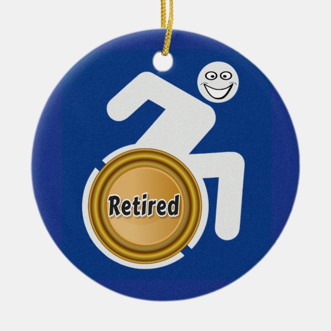 Retired Handicapped Ceramic Tree Decoration (Front)