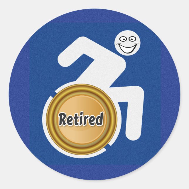 Retired Handicapped Classic Round Sticker (Front)