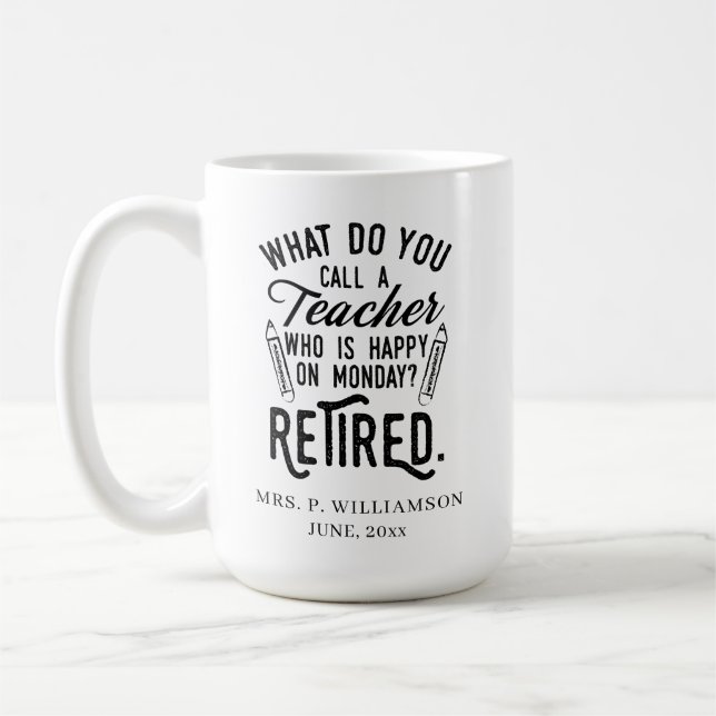 Retired Head Teacher Retirement Gift Custom Coffee Mug (Left)