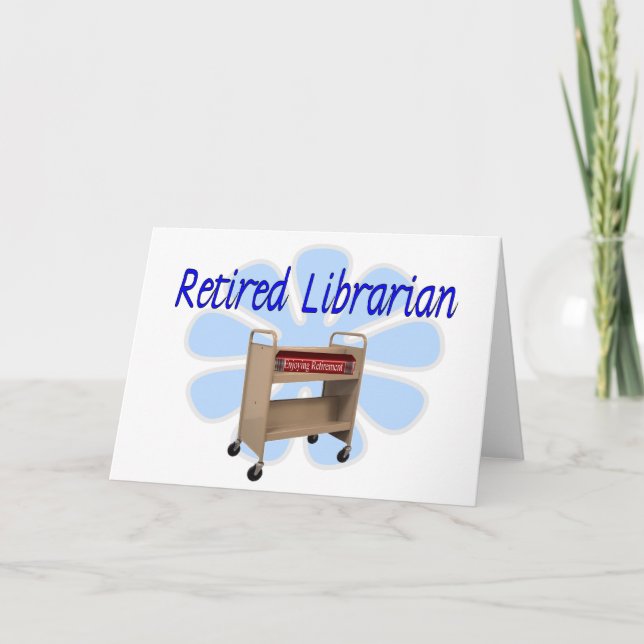 retired Librarian Book Cart Design Card (Front)