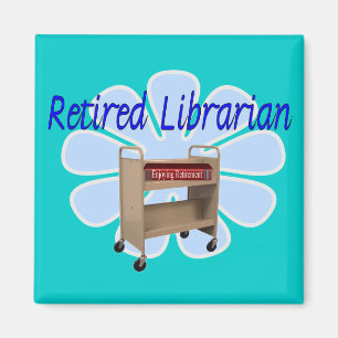 retired Librarian Book Cart Design Magnet