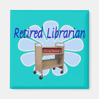 retired Librarian Book Cart Design Magnet