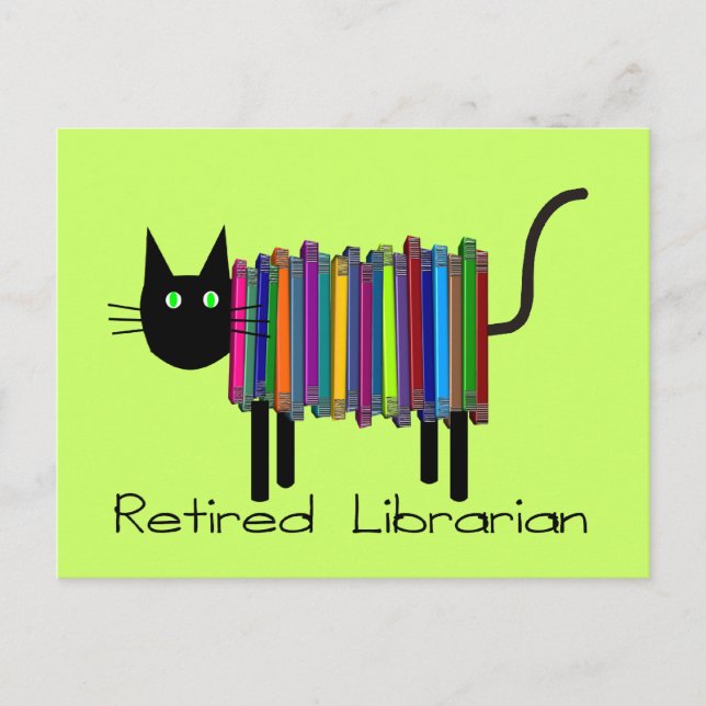Retired Librarian Book Cat Gifts Postcard (Front)