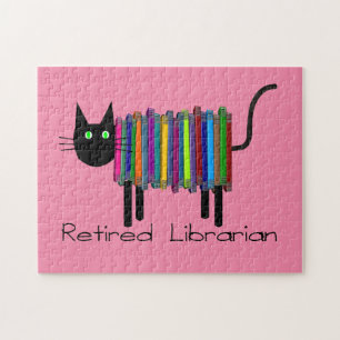 Retired Librarian Book Cat Jigsaw Puzzle