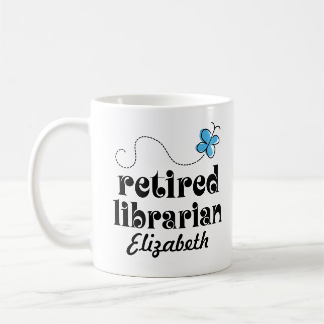 Retired Librarian personalised gift Coffee Mug (Left)