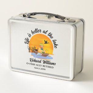 Retired Life Is Better At the Lake Fishing Gift Metal Lunch Box