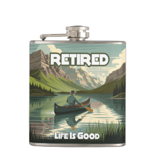 Retired Life Is Good Canoe Hip Flask