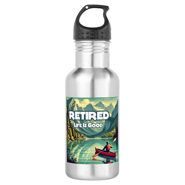 Retired Life Is Good Red Canoe 532 Ml Water Bottle (Front)