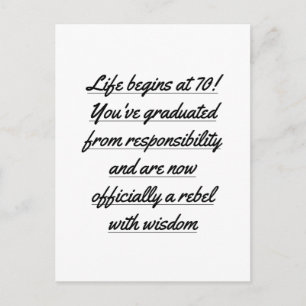 Retired Life Starts at 70, 70th birthday Postcard