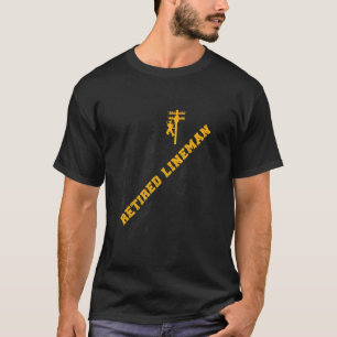 Retired Lineman Retirement American Flag T-Shirt