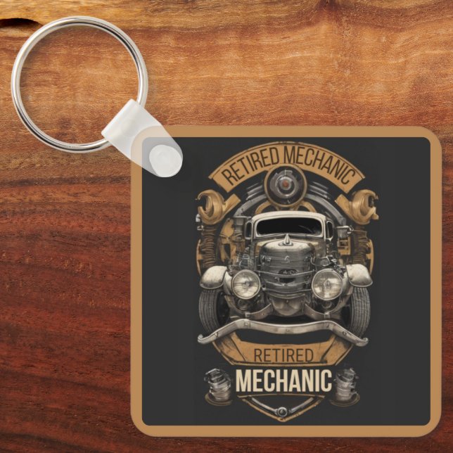 Retired Mechanic  Key Ring (Front)